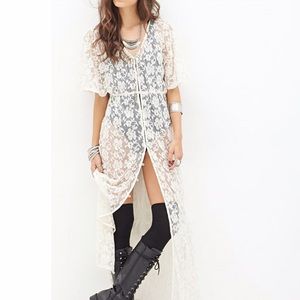 Lace maxi button-down dress/cardigan