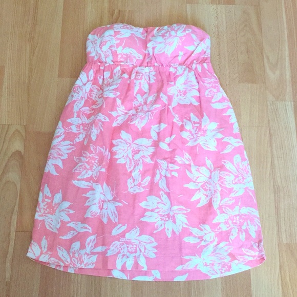 Pink and white floral strapless forever 21 dress