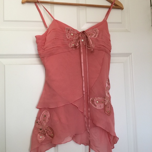 Bebe butterfly silk top