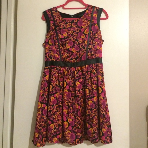 Leather Trim Dress - Picture 1 of 3