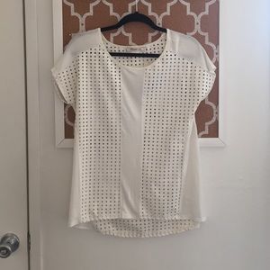 Cutout leather white top
