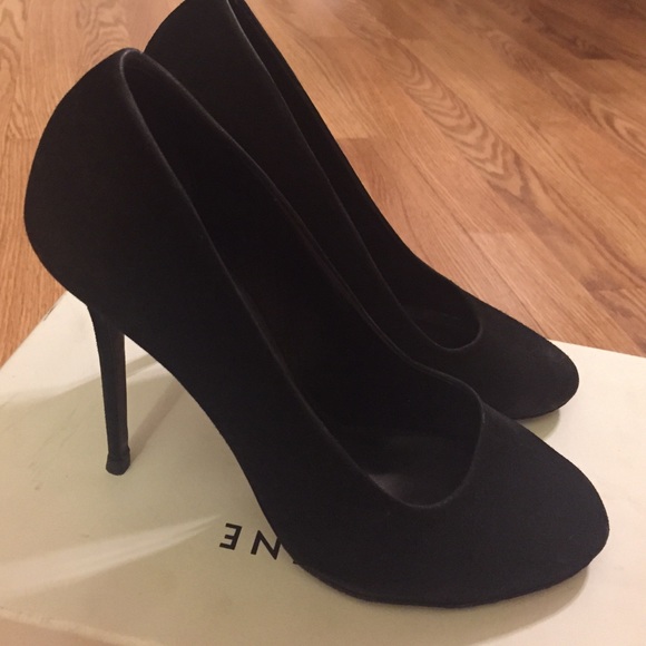 Celine black suede pumps