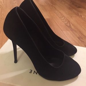 Celine black suede pumps