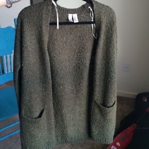 Forever 21 olive Open-Knit Cardigan