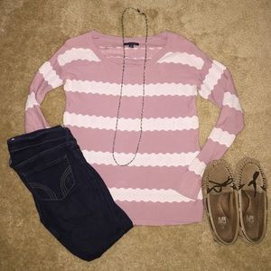Lace Striped Sweater