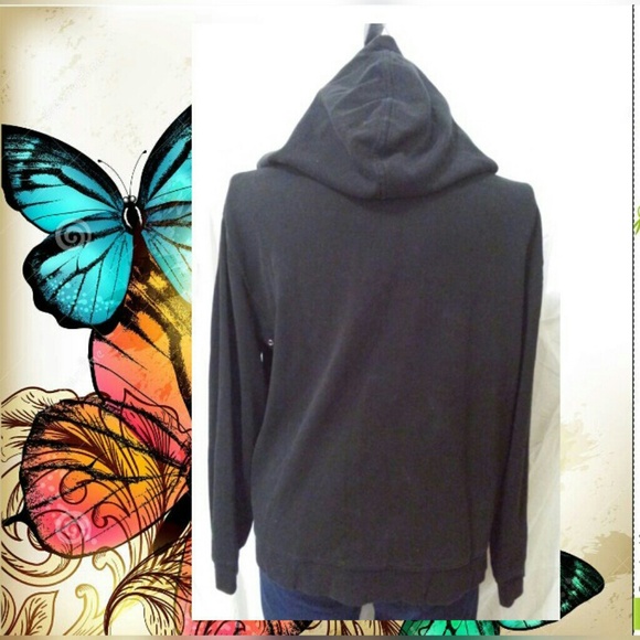 Black hooded jacket with zippered pockets - Picture 3 of 4