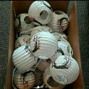 Cherry blossom paper lantern with light strands