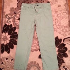 mint green ankle skinny jeans