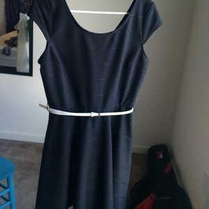 Black fit & flare dress with removable belt