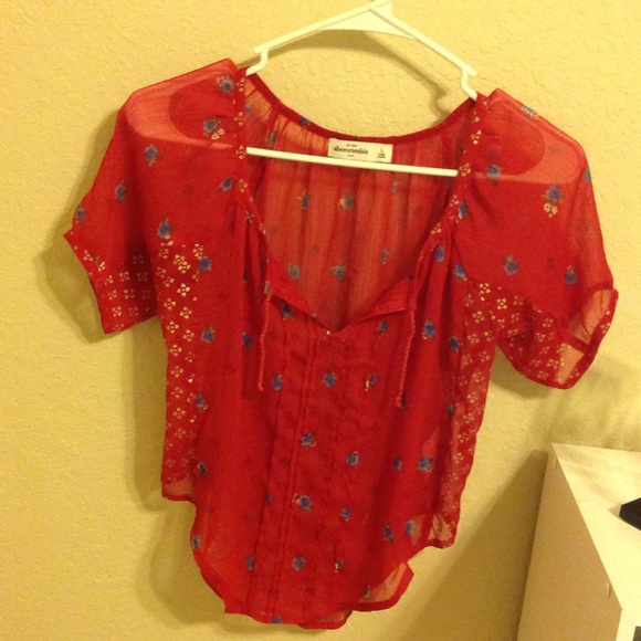 Abercrombie Kids Red Peasant Top