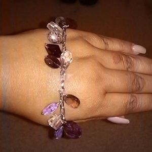 Purple lavender clear stone bracelet