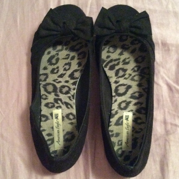 Black flats with bows