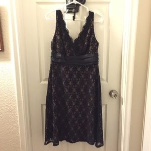 Black lace and Nude cocktail dress
