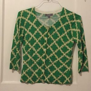 Green lattice design cardigan