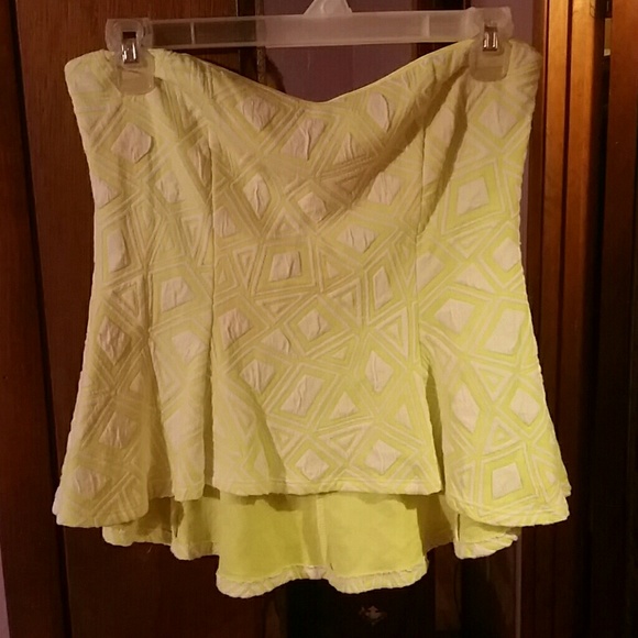 Neon yellow/green peplum high-low tube top