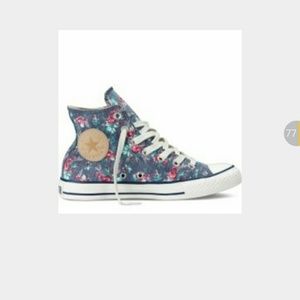 NEVER WORN floral hightops converse