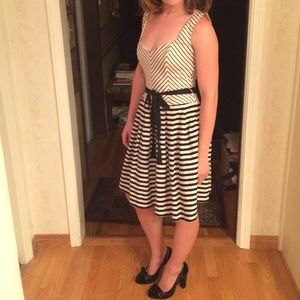 Black and white striped dress