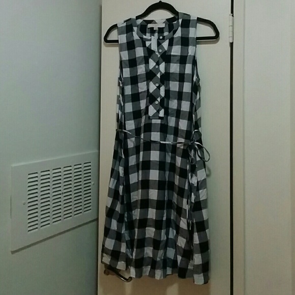 Loft Gingham Navy White Dress NWT Small