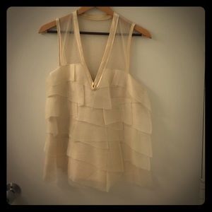 Bcbg max azria cream silk top size small