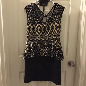 Black and Tan Peplum Dress