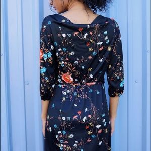 SOLD - Black & Floral Print Dress
