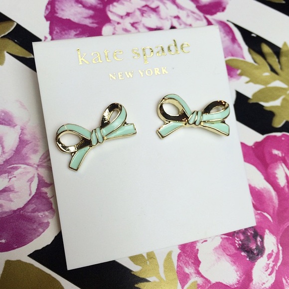 kate spade Jewelry - Kate Spade mint gold bow earrings preppy studs