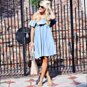 Chambray off the shoulder dress - size medium