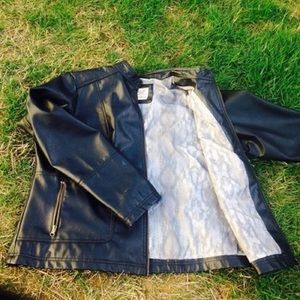 Black faux leather moto jacket