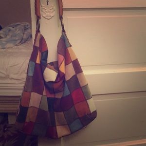 Lucky brand leather patchwork hobo bag