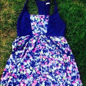 Pink, blue, purple floral dress