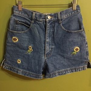 Vintage Sunflower Denim Shorts
