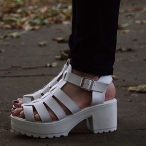 White Fisherman Platform Sandals