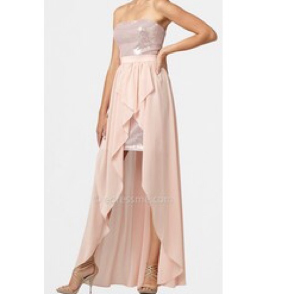 baby pink prom dress chiffon/sequin - Picture 2 of 3