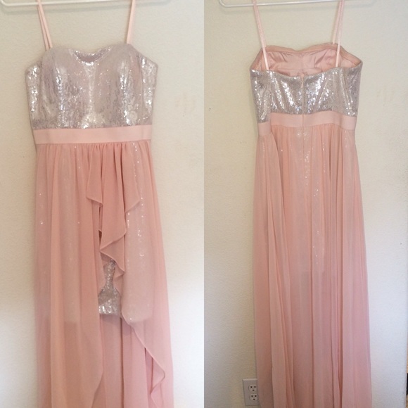 baby pink prom dress chiffon/sequin - Picture 3 of 3