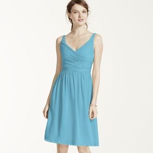 David's Bridal Short Chiffon Dress with Ruching