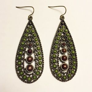 Brown and green boho earrings
