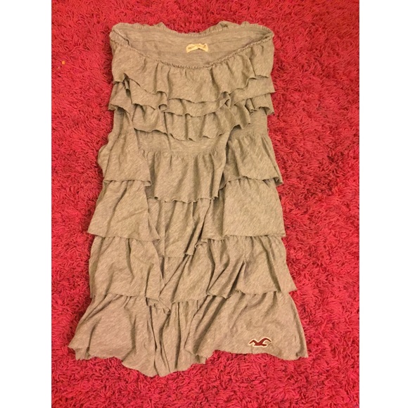 Grey Ruffled tube top dress