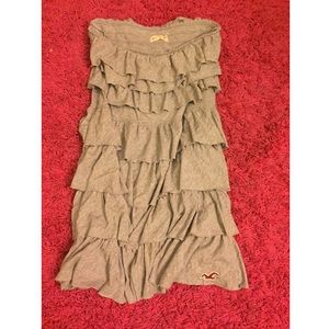 Grey Ruffled tube top dress