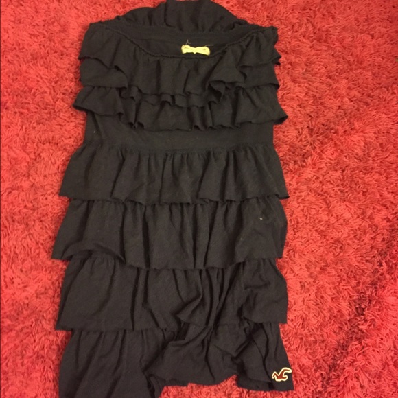 Dark blue ruffled tube top dress