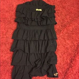 Dark blue ruffled tube top dress