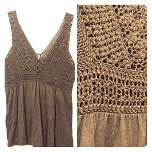 BCBG Brown crochet tank top