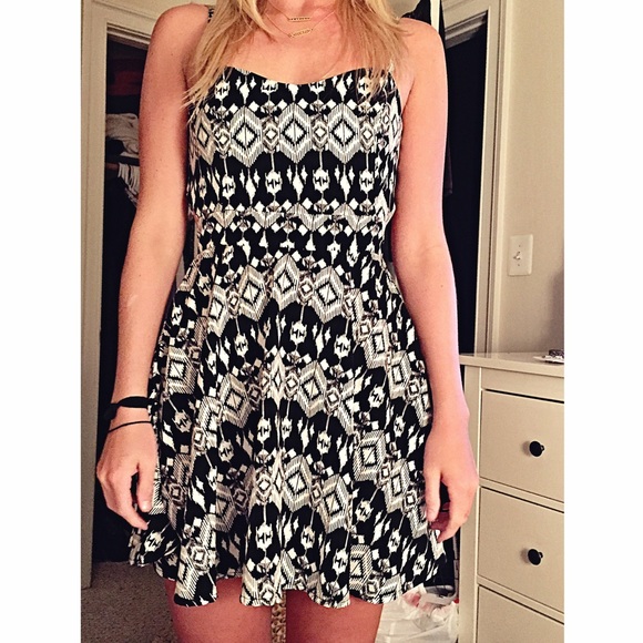 Black and white tribal print, cut out dress
