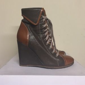 Chloe • Lace-up Wedge Booties