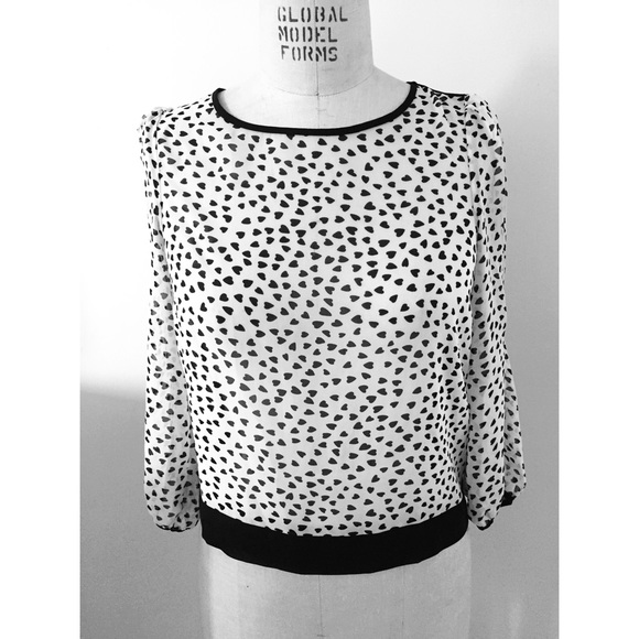 Sheer heart printed top