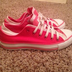 Pink and white converse