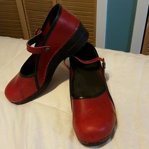 Dansko red mary jane clogs