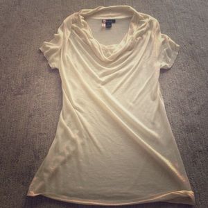 Sheer cream short sleeve top.