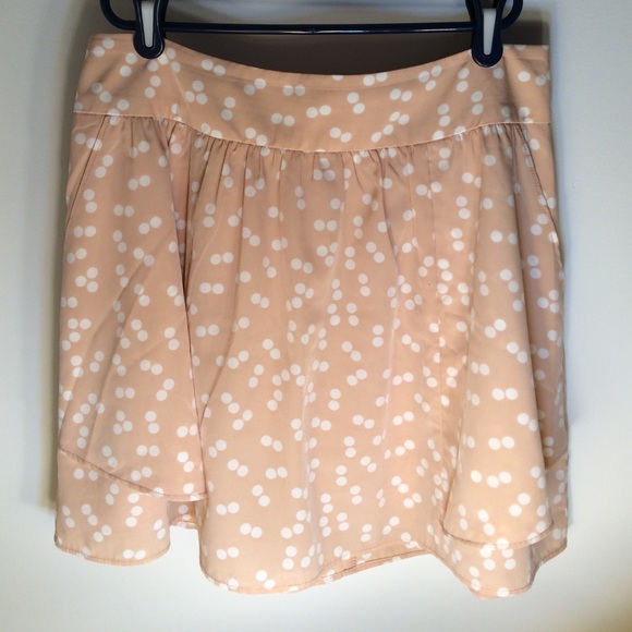 Blush Skirt with white polka-dots