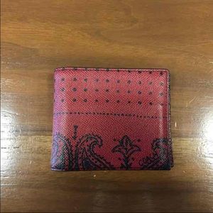 100% Authentic Coach Red Paisley Men's Wallet EUC