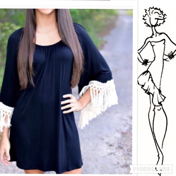 Cycle Boutique Dresses & Skirts - 1 Left! Black Dress/Top w/White Fringe.